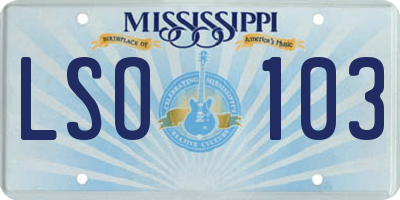 MS license plate LSO103