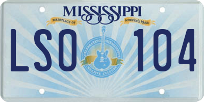 MS license plate LSO104