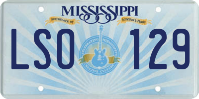 MS license plate LSO129