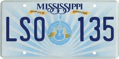 MS license plate LSO135