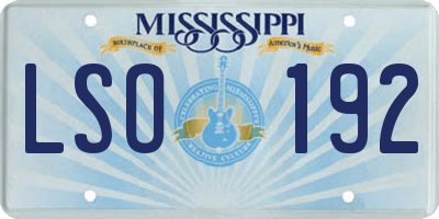 MS license plate LSO192