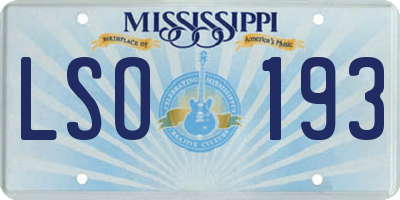MS license plate LSO193