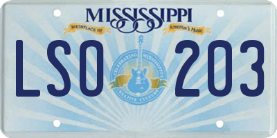 MS license plate LSO203