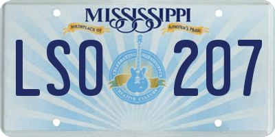 MS license plate LSO207
