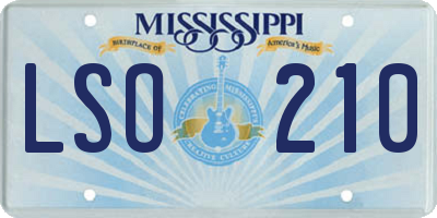 MS license plate LSO210