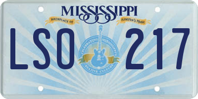 MS license plate LSO217