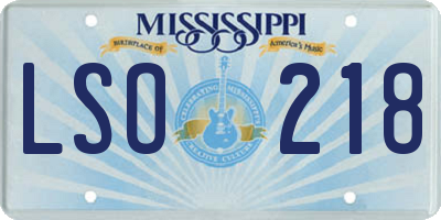MS license plate LSO218