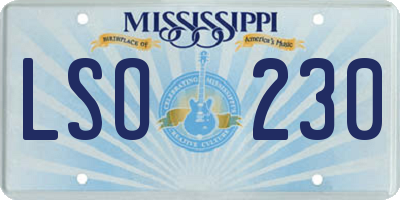 MS license plate LSO230