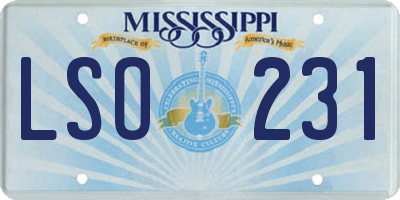 MS license plate LSO231