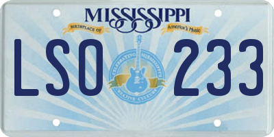 MS license plate LSO233