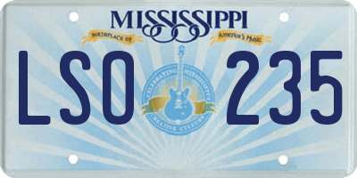 MS license plate LSO235