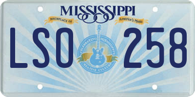 MS license plate LSO258