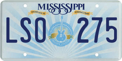 MS license plate LSO275