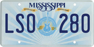 MS license plate LSO280