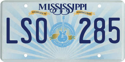 MS license plate LSO285