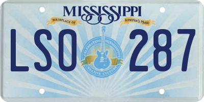 MS license plate LSO287