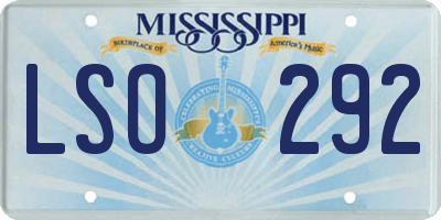 MS license plate LSO292