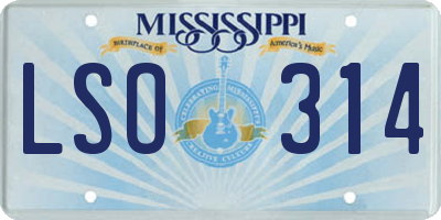 MS license plate LSO314