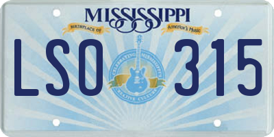 MS license plate LSO315