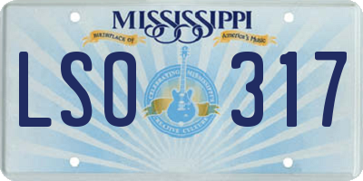 MS license plate LSO317