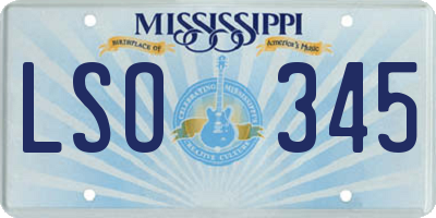 MS license plate LSO345