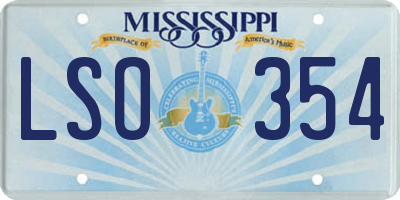 MS license plate LSO354
