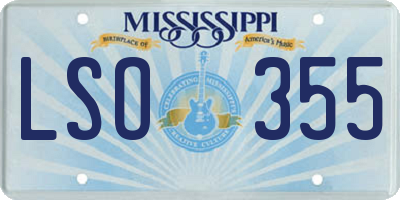 MS license plate LSO355