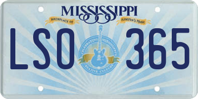 MS license plate LSO365