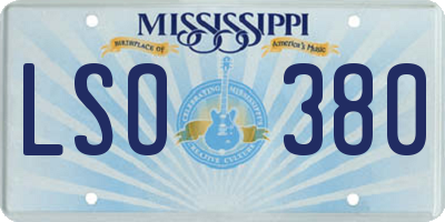 MS license plate LSO380