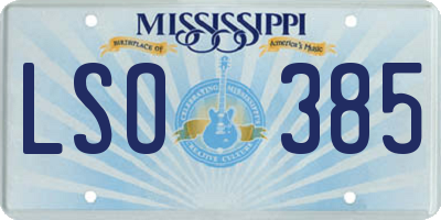 MS license plate LSO385