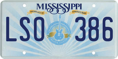 MS license plate LSO386