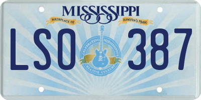 MS license plate LSO387