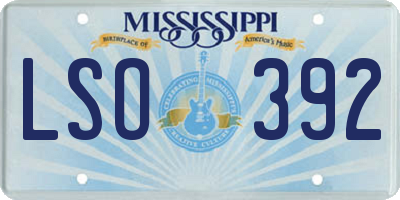 MS license plate LSO392
