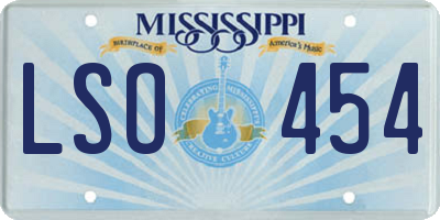 MS license plate LSO454