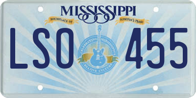 MS license plate LSO455