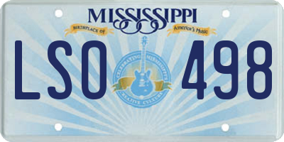 MS license plate LSO498