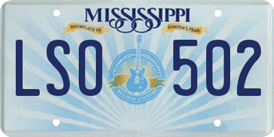 MS license plate LSO502