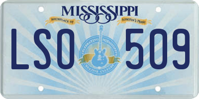 MS license plate LSO509