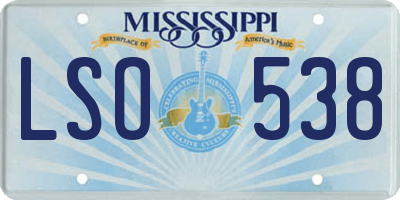 MS license plate LSO538