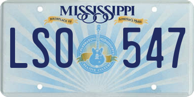 MS license plate LSO547