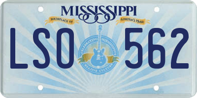 MS license plate LSO562