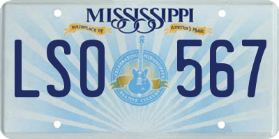 MS license plate LSO567