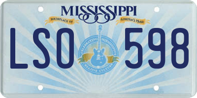 MS license plate LSO598