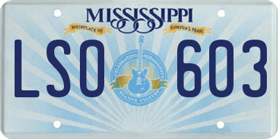 MS license plate LSO603