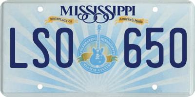MS license plate LSO650