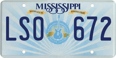 MS license plate LSO672