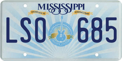MS license plate LSO685