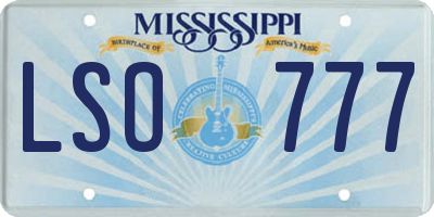 MS license plate LSO777