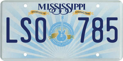 MS license plate LSO785