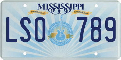 MS license plate LSO789